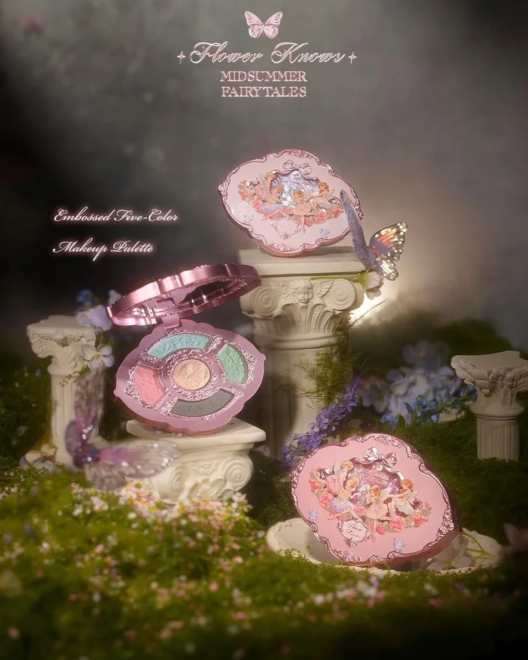 Kvetiny Know Midsummer Fairytales Séria 5 farebné reliéfové očné tiene matné trblietky Jemné očné tiene