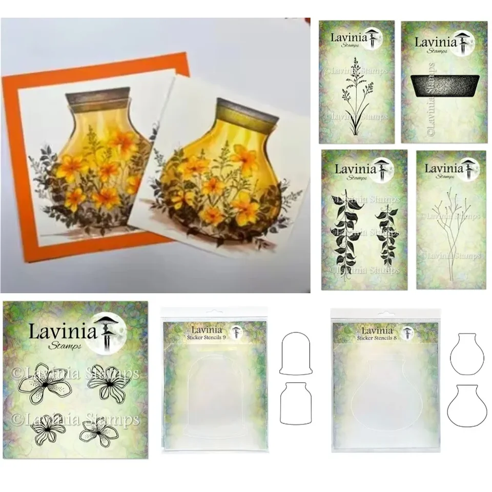 Kvitnúce kvety v známkach Vase a šablónový zápisník Denník dekorácie Embosing šablóna DIY pozdravné karty ručne vyrobené