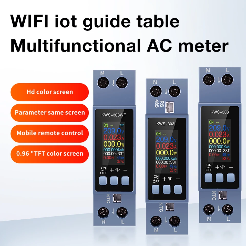 KWS-303 TUYA WiFi Power Meter 2p AC Energy Meter App Control 85-290V/40A napätie prúdu prúdu elektrickej energie Spotreba elektriny