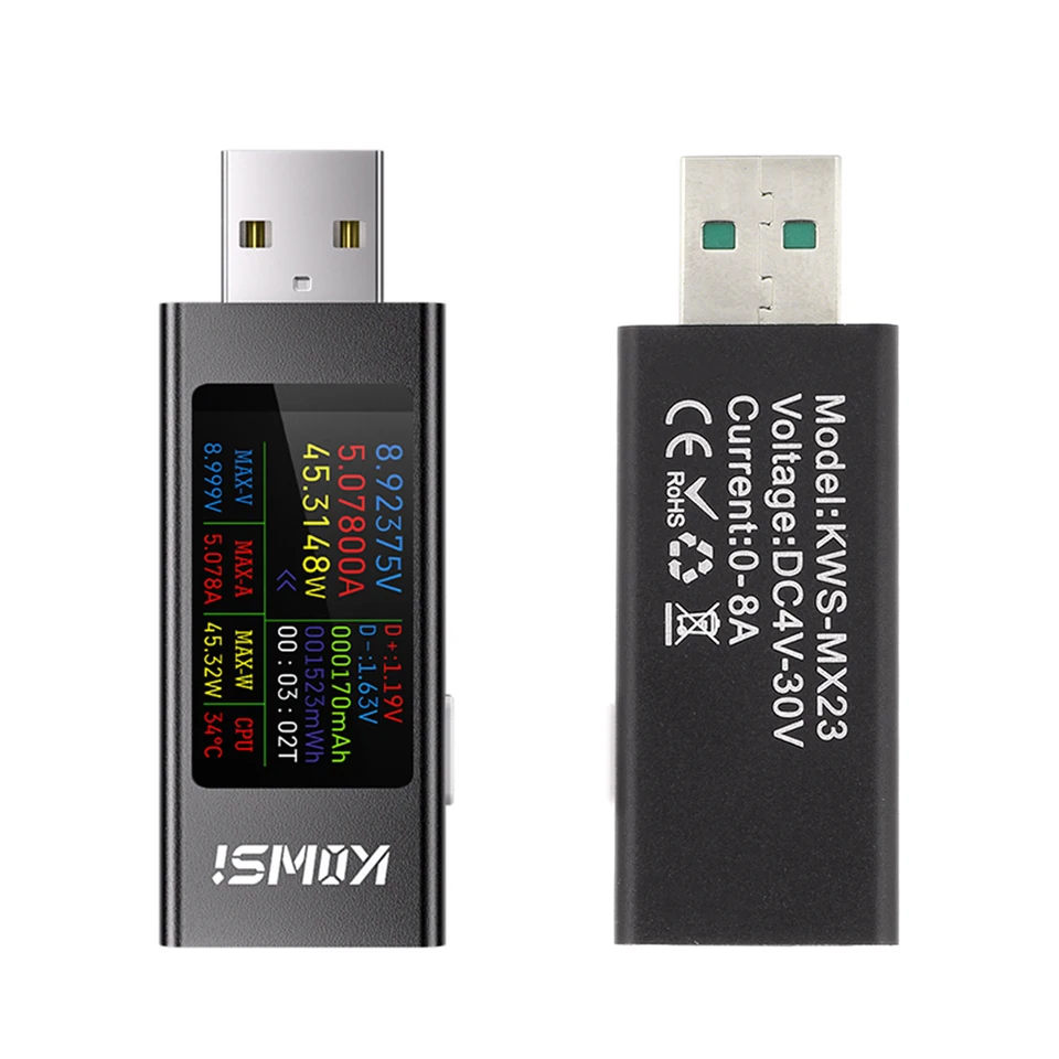 KWS-MX23 HD 1,06inch IPS displej viacfunkcie USB tester napätie ampérového merača DC 4-30V 0-8A