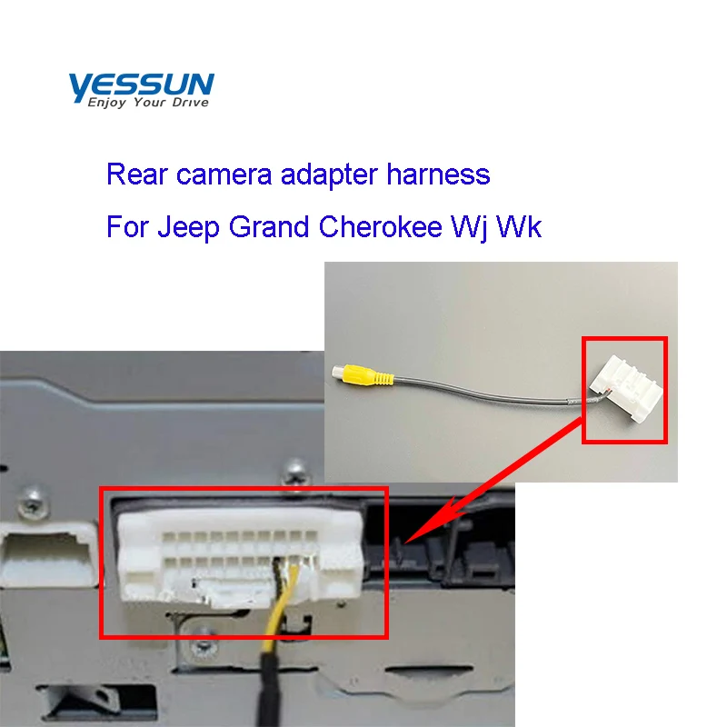 Kábel adaptéra kamery RVC Zadný pohľad pre kompas Wrangler Platinum Jeep Chrysler Grand Voyager Zadný fotoaparát Hanress Wire Kit