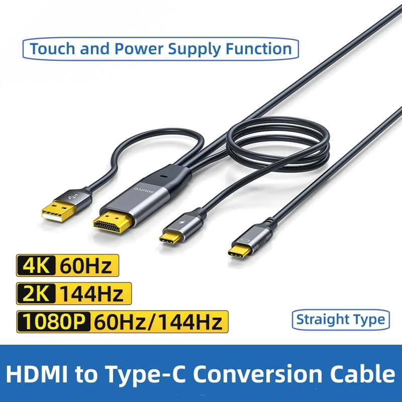 Kábel HDMI to Type-C Podporuje napájanie dotyk 4K60Hz HD VIDEO VIDEO pre pripojenie prenosu PS5 Prenosné prenosné obrazovky AR