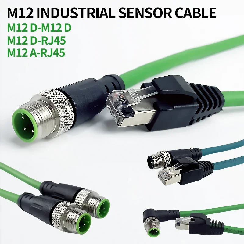 Kábel konektora M12 až RJ45 M12 8pin 4pin A/D kódovanie na tienenie RJ45 Ethernet Profinet Line