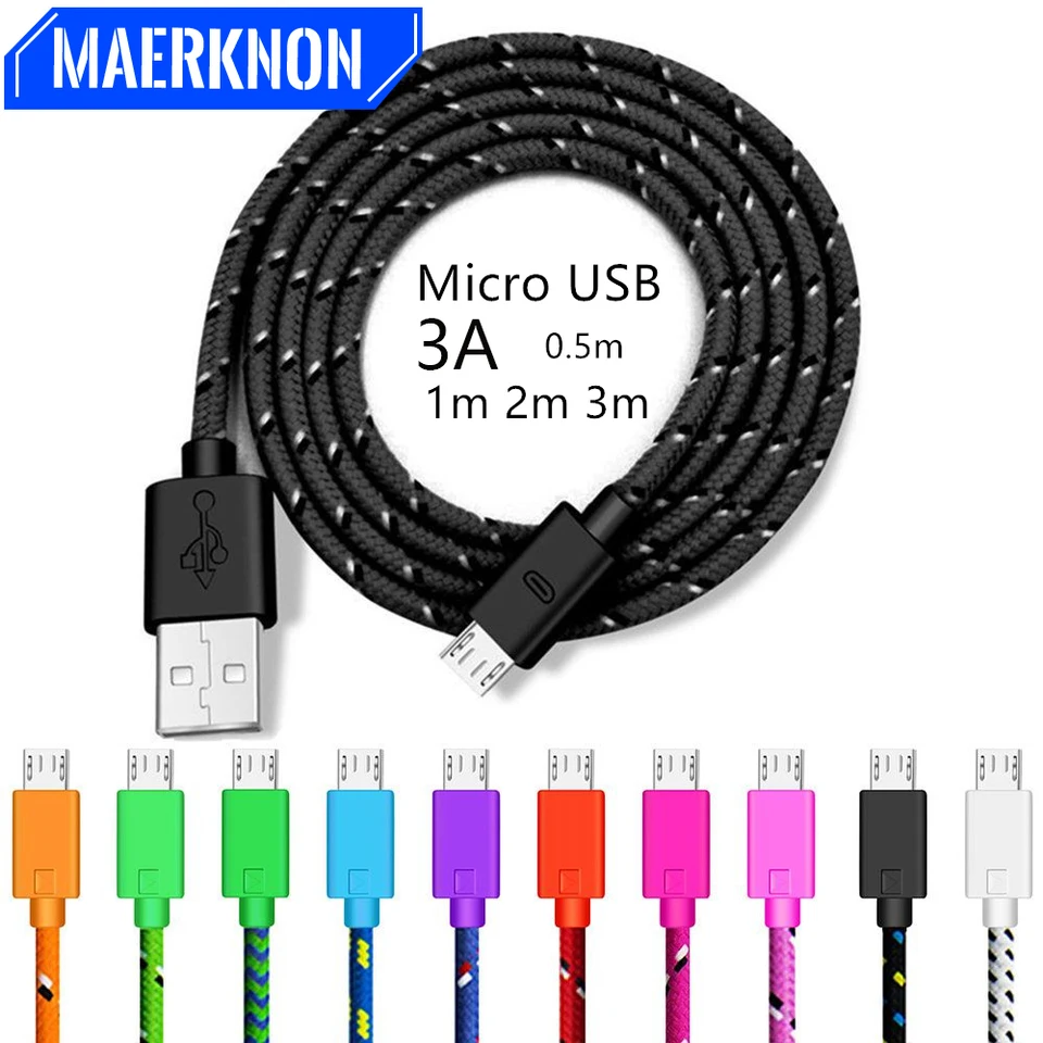 Kábel micro USB 2M 3M 2.4A Rýchle nabíjanie USB MICROUSB DATA MOBELNÉHO PABILA PRE SAMSUNG S6 S7 HUAWEI HTC Android Tablet Cable