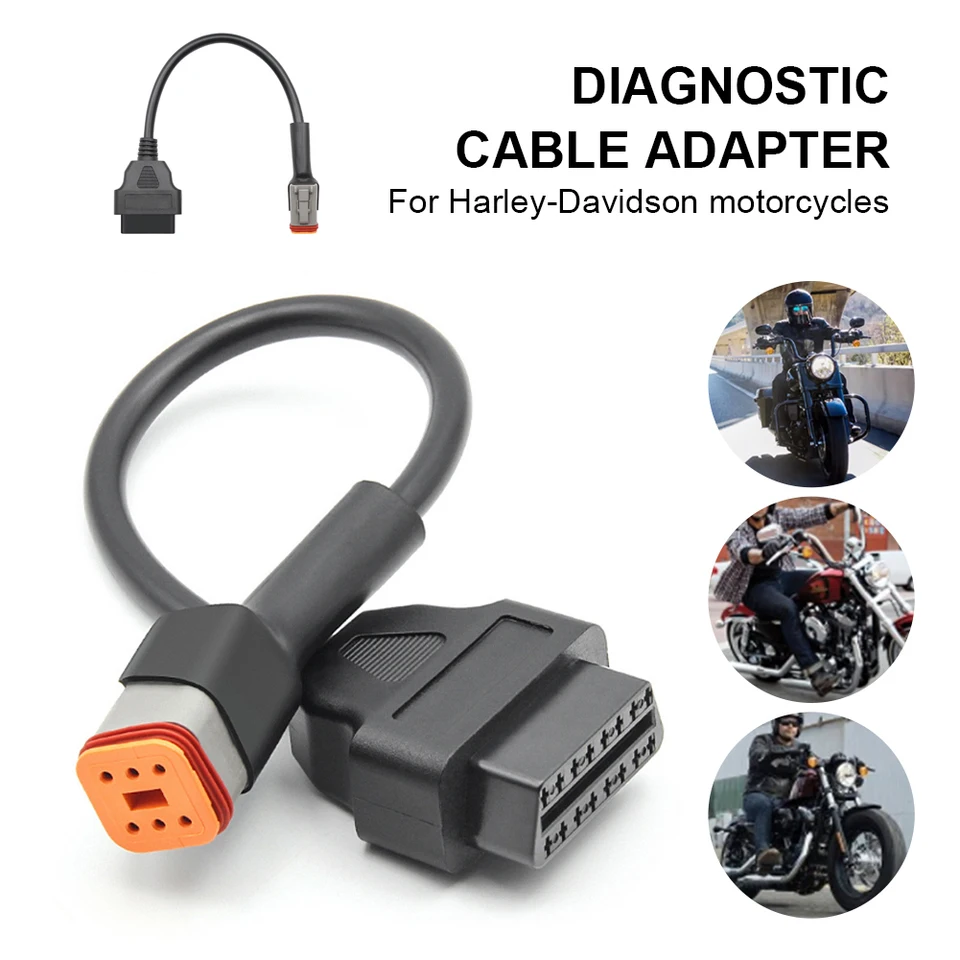 Kábel motocykla OBD pre harley 6pin pre diagnostický kábel s kabátom 6 pinov 6pin až OBD2 16 Pin Adapter