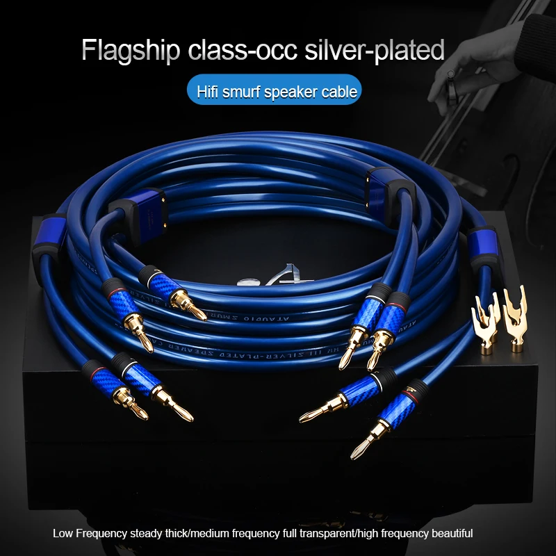 Kábel reproduktora HIFI 7n OCC Strieborný špičkový reproduktor kábla HIFI banán