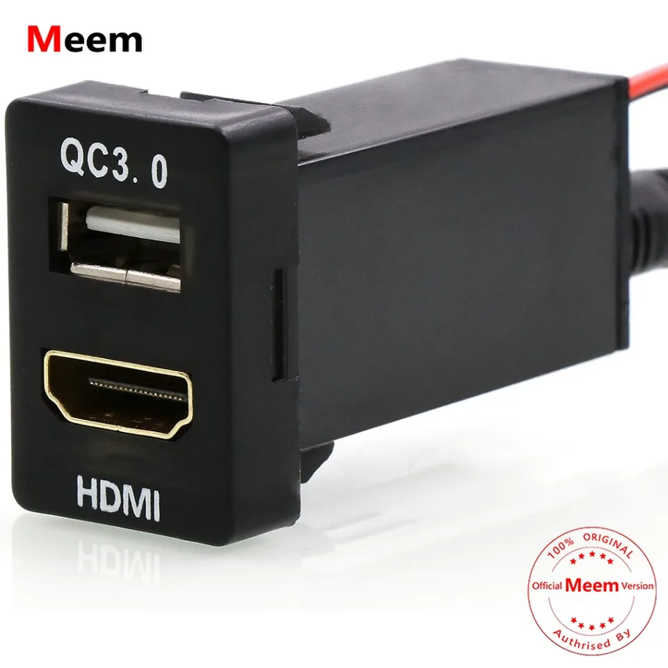 Kábel soketu HDMI + QC3.0 Rýchle nabíjacie auto nabíjačka USB USB Použitie pre Toyota