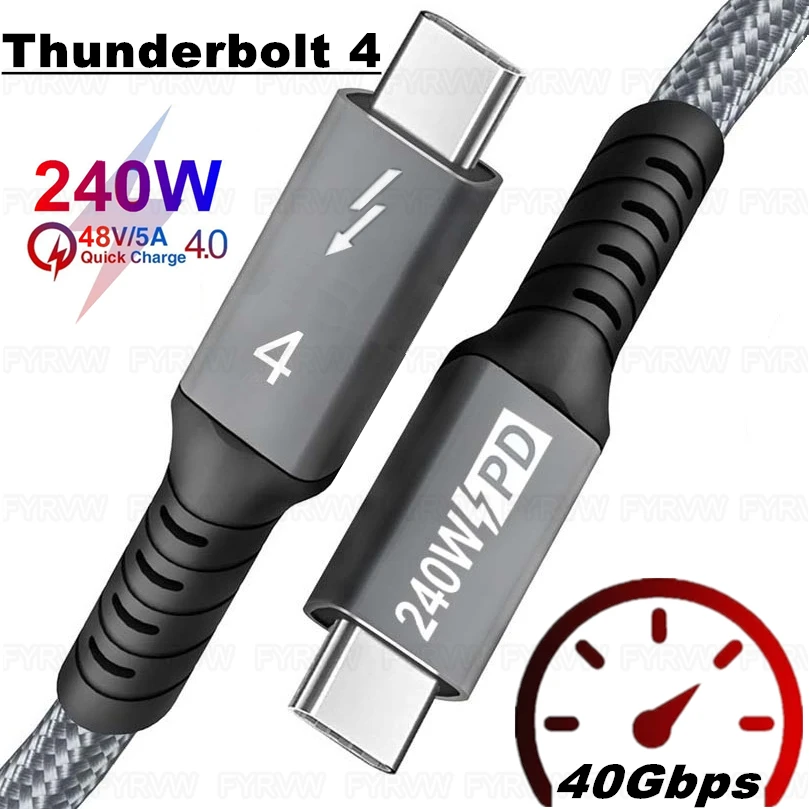 Kábel Thunderbolt4 USB C 40 GBPS Kábel 8k@60 Hz PD240W 100W Rýchla nabíjačka pre MacBook Pro Samsung M1 Thunderbolt 4 Kábel laptop