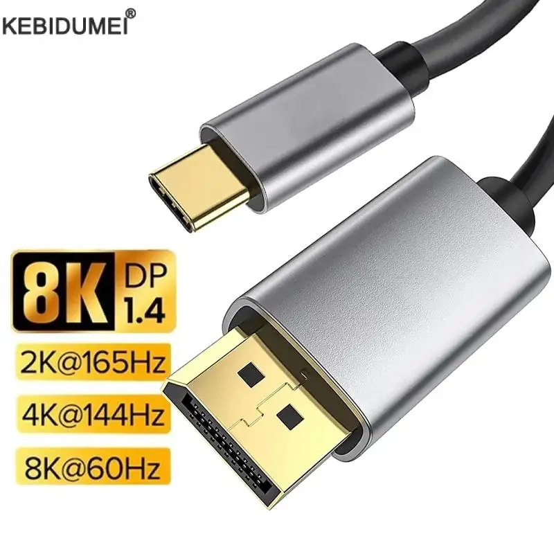 Kábel typu C až DP 8K60Hz Dynamic HDR USB C na displejový kábel Thunderbolt 3 4 4k pre MacBook Pro Samsung S21 Huawei Dell