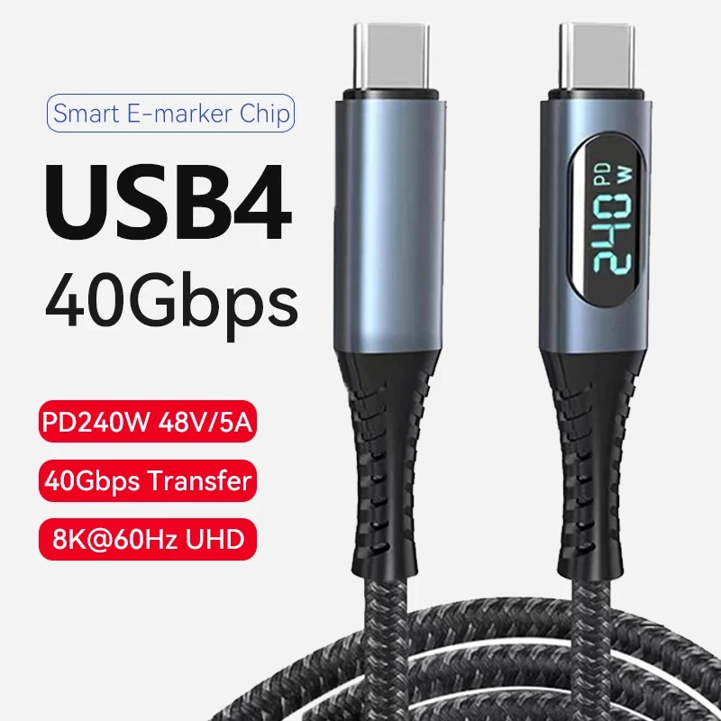 Kábel USB 4 s LED displejom podporuje 8k video