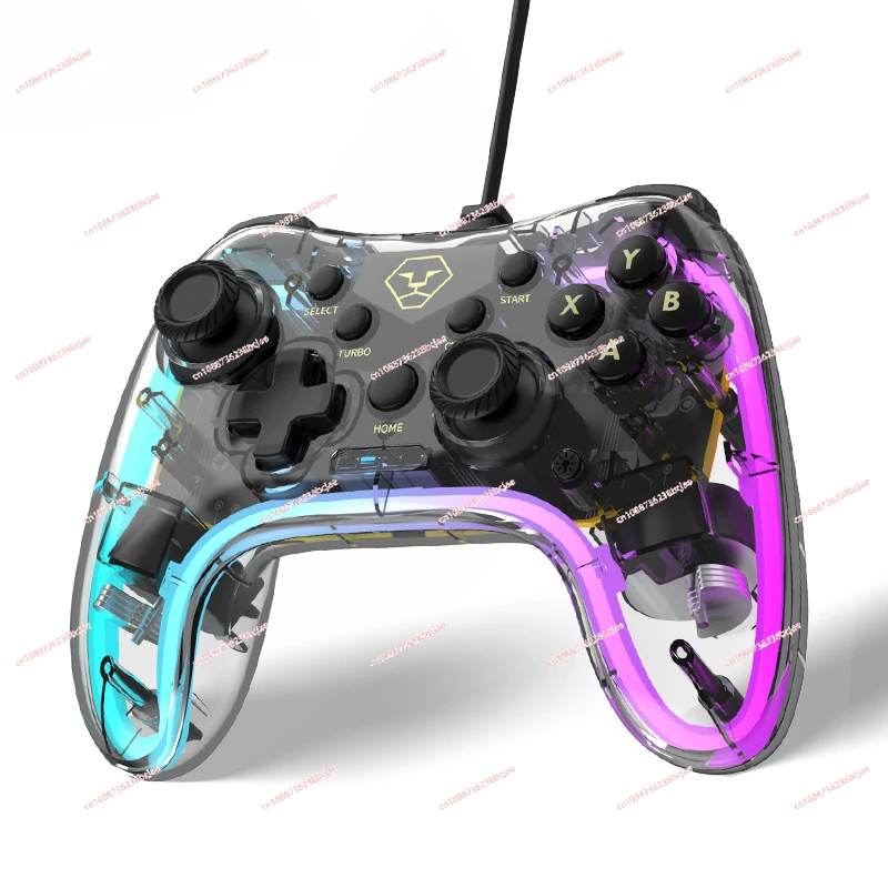 Káblové PC Transparentné Gamepad RGB Cool Lights Svetlá šesťosi dvojitá vibrácia čierny mýtus wukong rukoväť