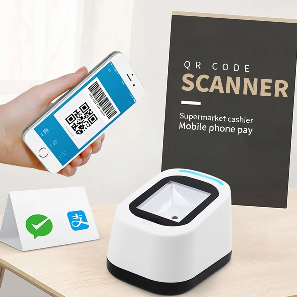 Káblové čiarové kódy Scanner USB všestranné skenovanie Hands-free Scan QR kód 1D a 2D kódová čítačka pre supermarkety/obchody