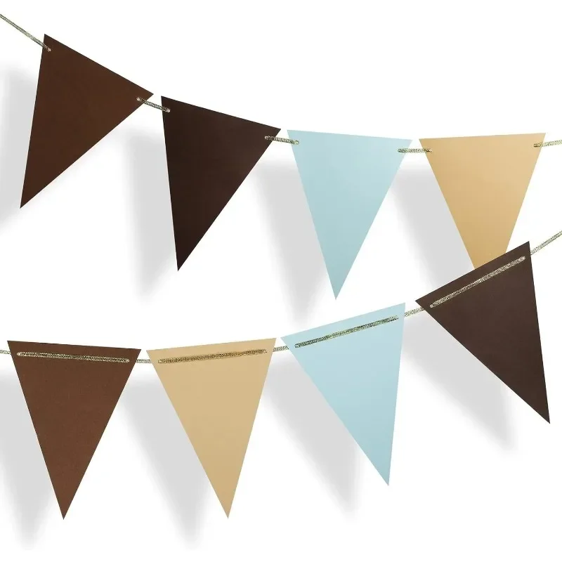 Káva hnedá modrá párty dekorácie papierová vlajka Banner Triangle Vlajky Bunting medvedíka Safari divoké bábätko