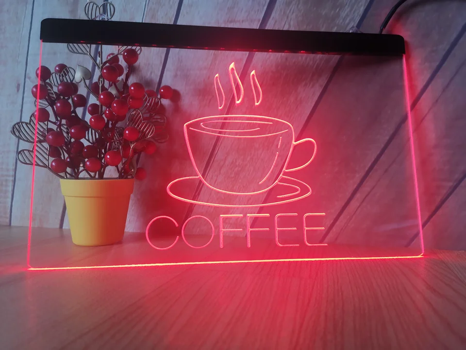 Káva neónová značka LED stena svetlo stena dekora