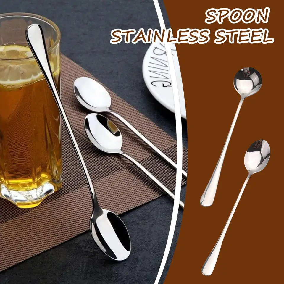 Kávová lyžička z nehrdzavejúcej ocele, kreatívne dlhé rukoväte ľadové náradie Mini Snack Cream Spoons, Dezert, čajová lyžička, kuchyňa S G6W2
