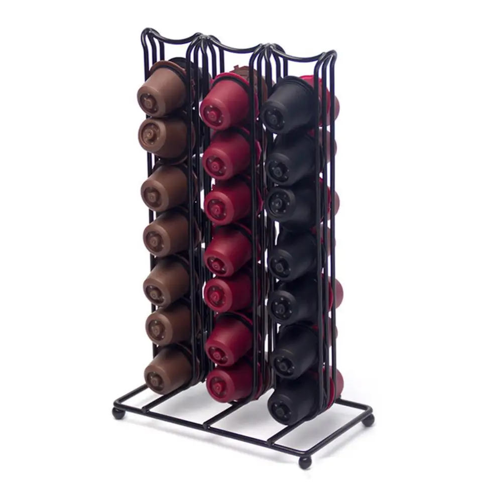 Kávové kapsuly držiteľ držiaka Dolce Gusto Capsule Stock Stock 42ks Iron Capsule Display Rack Organizátor kávy pre bar kanceláriu