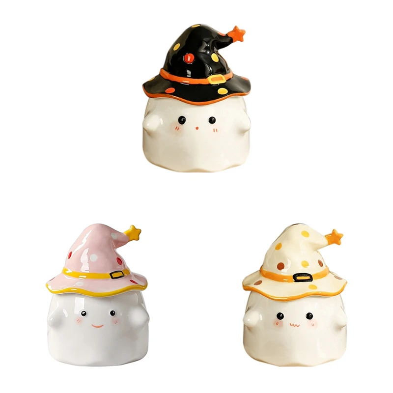 Káza Ghost Coffee, roztomilý pohár na tvár s čarodejníckym klobúkom, novinka Halloween Ceramic Tea Cup, na Halloween