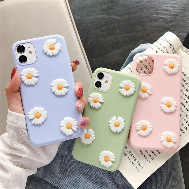 Kórea roztomilé malé kvetinové puzdro pre Samsung Galaxy S24 S23 S22 S21 S20 Ultra S10E S9 Plus S8 Plus Soft TPU Telefón shell