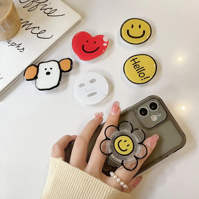 Kórea roztomilý číry akrylový kvet Univerzálny držiak telefónu Griptok Podpora pre iPhone Samsung Grip Tok Skladací prstový stojan Sklad