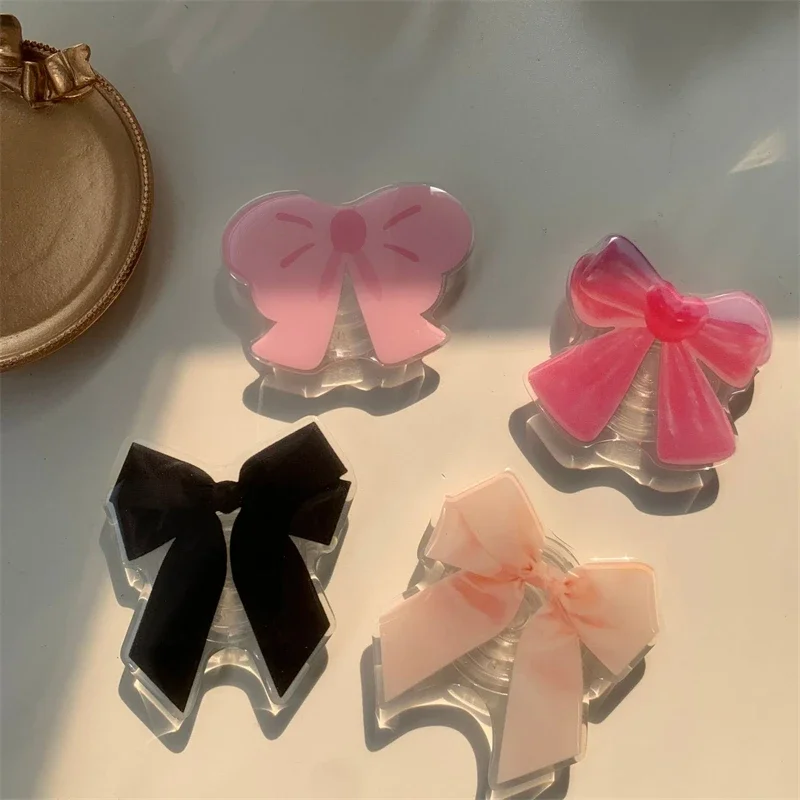 Kórejská roztomilá karikatúra Pink Bow Griptok Bracket pre iPhone 15 14 14 Samsung Universal Phone Phone Držiteľ telefónu Tok Tok Stand