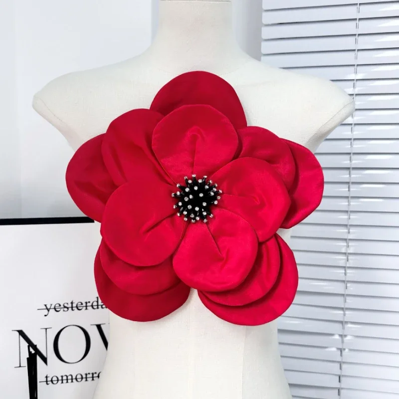 Kórejská tkanina veľké kvetinové brožby pre ženy módne kryštálové odznaky klopy Pins Svadobná strana Corse Jewelry Accessories