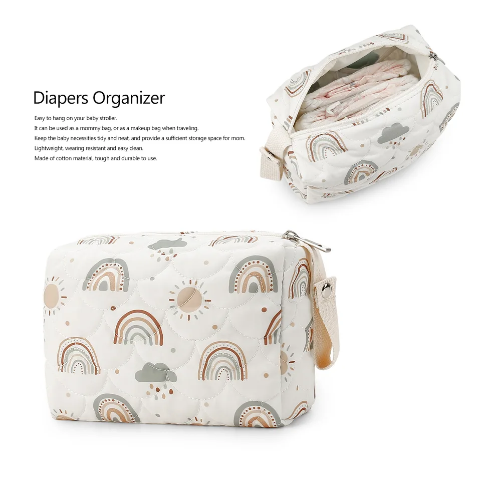 Kórejská tlačená mama plienka Storage Bag Cotton prešívané vrecká na make -up multifunkčné organizátor plienok zavesené vrecká
