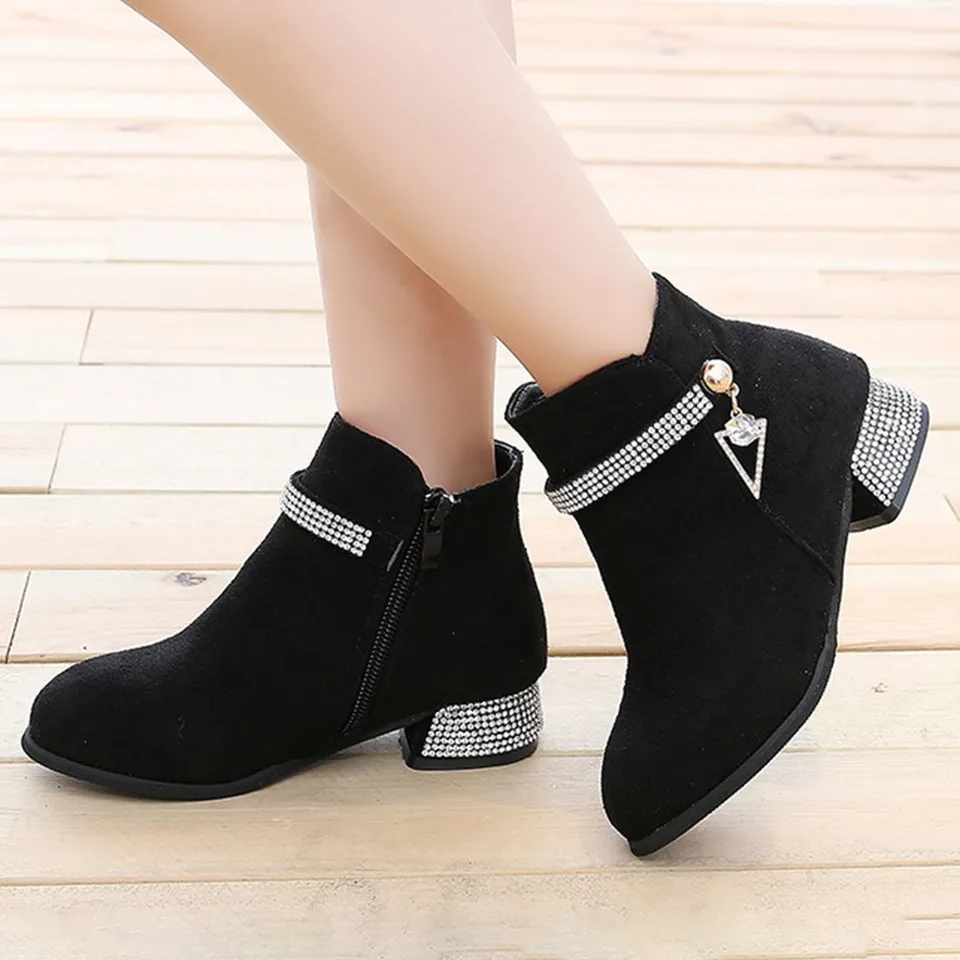 Kórejská verzia detskej kórejskej verzie členky Boots Girls High podpätky Študent krátke topánky Spring jesenné módne topánky pre dievča Botas Niña