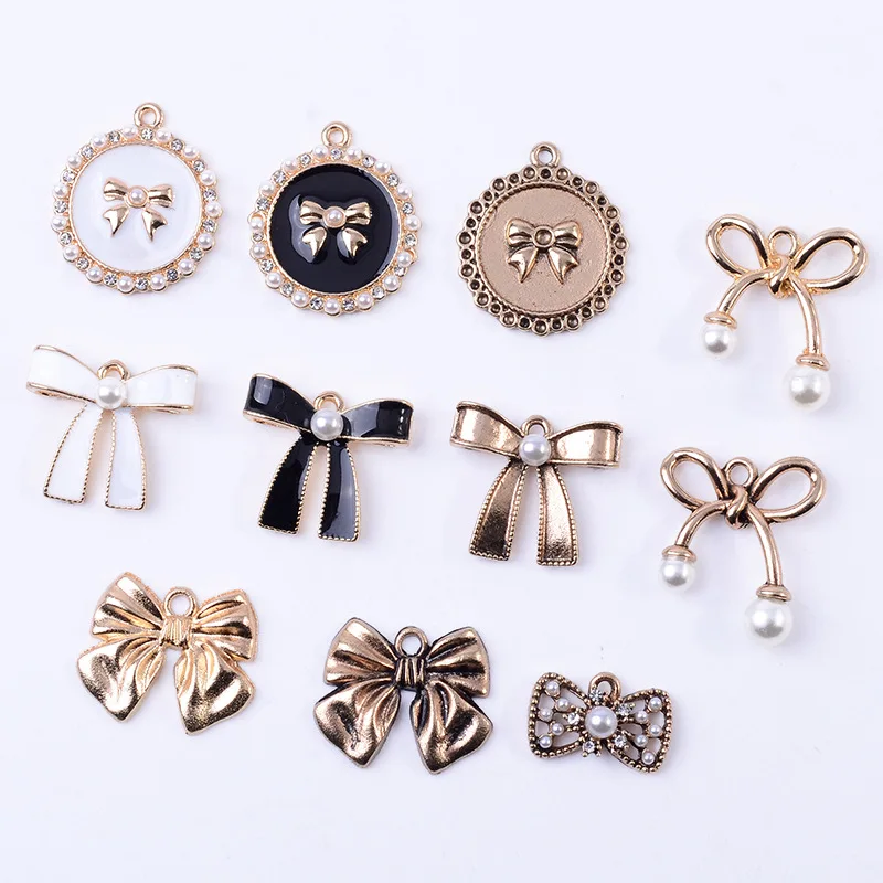 Kórejská verzia INs Cold Wind French Retro Bow Jewelry prívesok DIY Kórejské dievčatá Náušnice Náhrdelné príslušenstvo