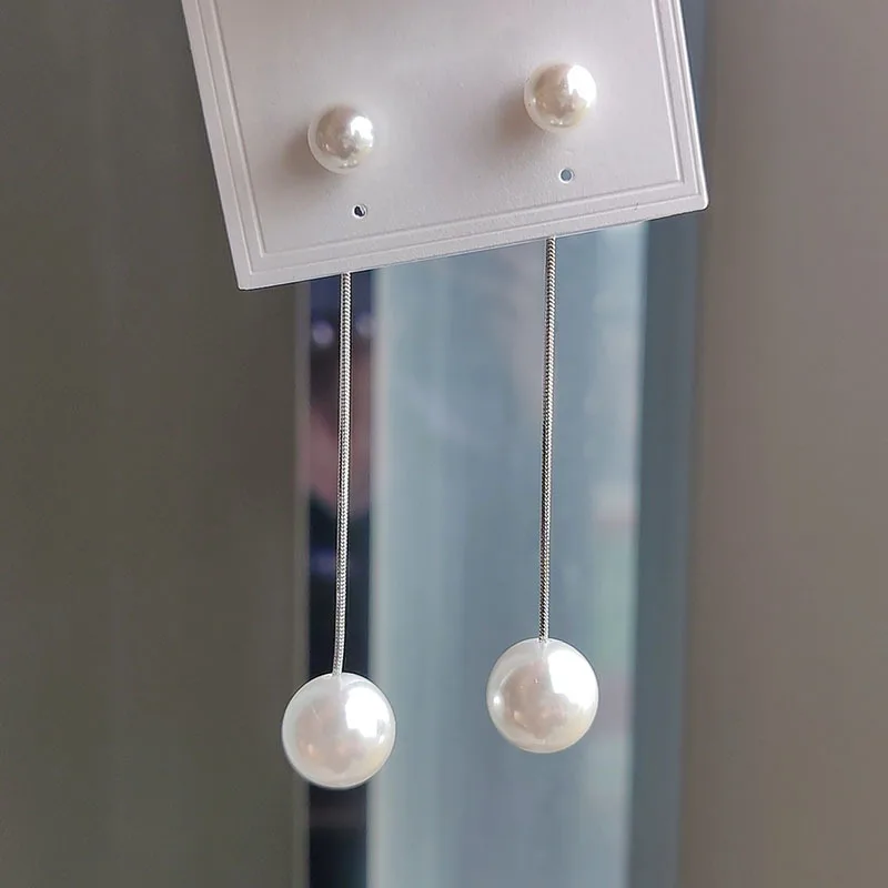 Kórejské dlhé strapce simulované perlové náušnice pre ženy darček Bijoux Kórejské šperky ol Pendientes boucle d'Oreille