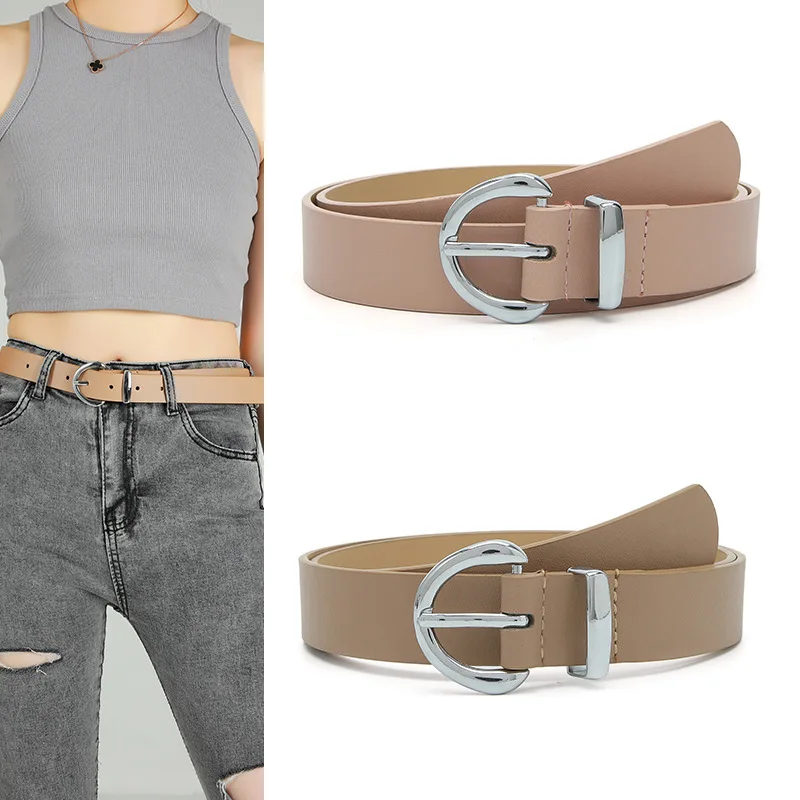 Kórejské džínsové pásy pre ženy luxusný dizajnový pás jednoduchý retro oválny čierny zlatý opasok Ženy PU kožené pásy ženský trend