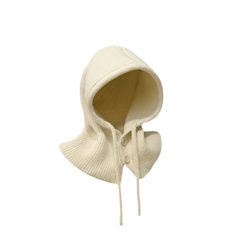 Kórejské nastaviteľné elastické elastické čiapka Balaclava Warm Ring Cons Cat Beanie Hat pre ženy Muži vetru vodná kapucňa krk Golier pletená klobúk kapota