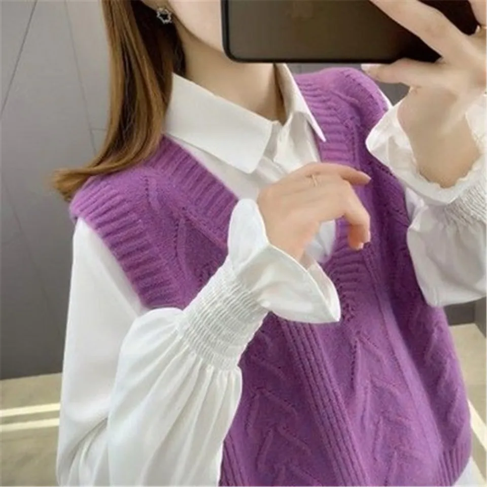 Kórejské nové ženy Spevný sveter vesty Ves-krk Twist pletenie elegantné jemné plodiny tops prepravné štýl sladké horúce dospievajúce retro skoky