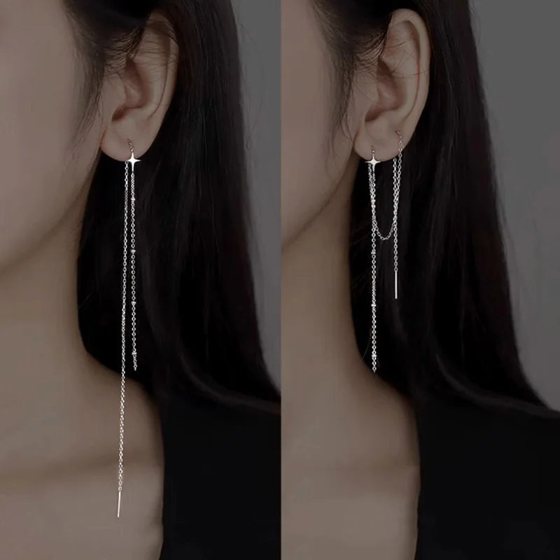 Kórejské trendy kvapky uši dlhé náušnice strapcov pre ženy