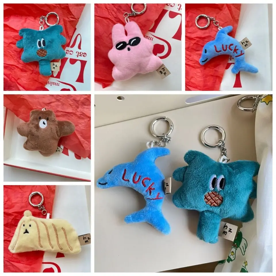 Kórejské vtipné zvieracie kľúče Lotus medveď slnečné okuliare Králik plyšový prívesok Kreatívne plyšové zvieracie Keychain Kawaii Keychain