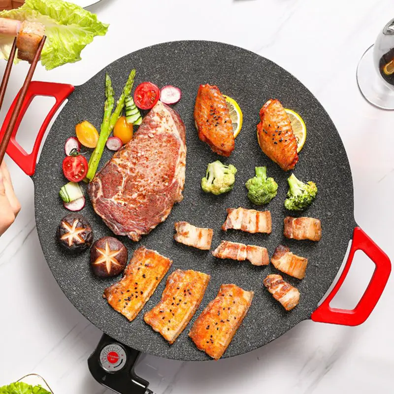 Kórejský grilovanie grilu na grilovanie s okrúhlym mriežkou na grilovanie doska vnútorného vonkajšieho grilovania panvicu Elektrický gril panv