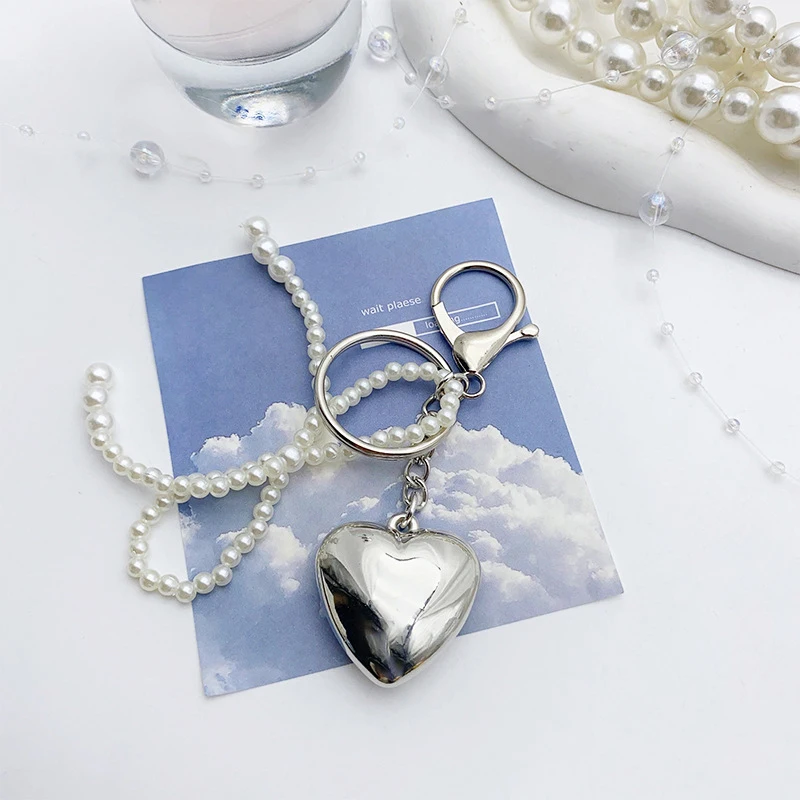 Kórejský harajuku bowknot srdiečko Keyring y2k bránu korálkové kľúče estetický držiak na kľúče držiak vrecko na závesný batoh visiaci dekorácia