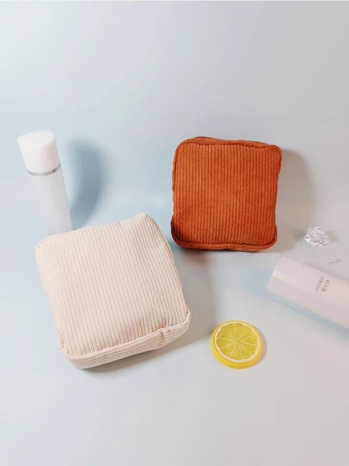 Kórejský make -up mince vrecko sanitárna obrúsky držiak na obrúsky držiak Malé rúž kozmetické skladovacie puzdrá vrecká Corduroy roztomilé ručné taška pre ženy