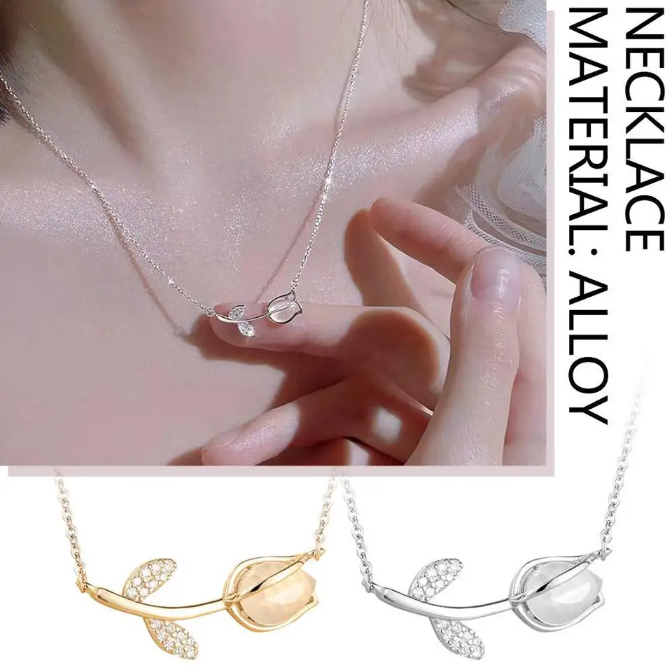Kórejský náhrdelník s kvetmi ružových tulipánov pre ženy