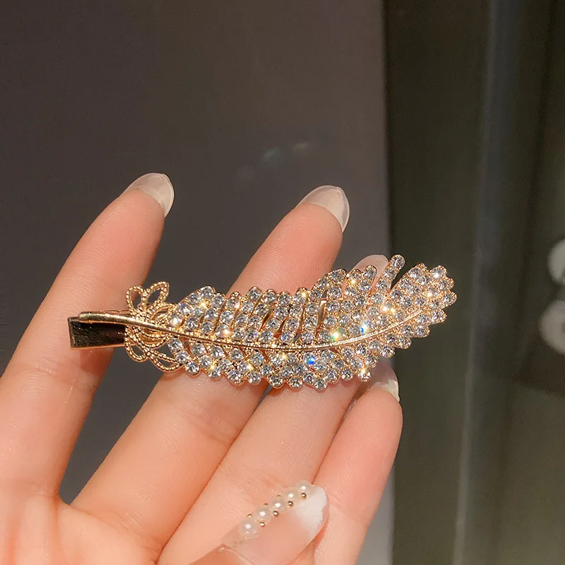 Kórejský vykladaný kamienok na perie klip módy Flash Flash Diamond Duckbill Clip Temperament Side Clip Klip