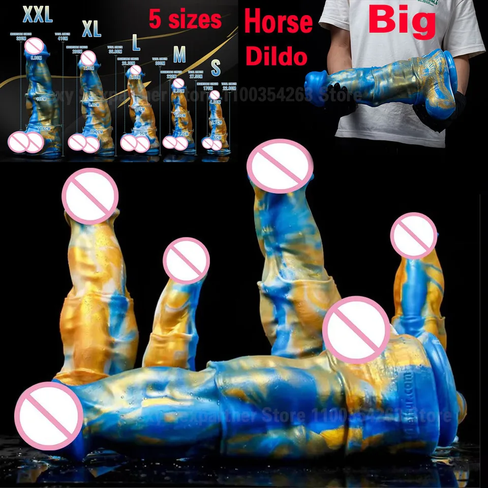 Kôň dildo Silikón Veľký zahusťovaný penis Žena masturbácia Realistické dildo vaginálne análne expanzia dospelých sexuálne hračky pre ženy 18 18