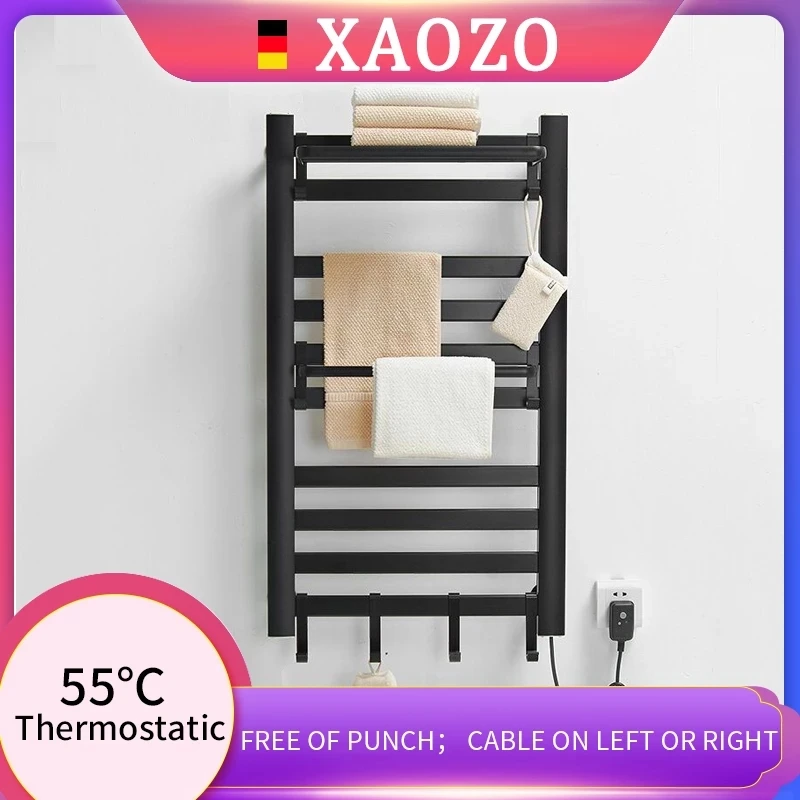 Kúpeľňa Elektrický vaňový uterák ohrievač Vykurovanie uterákov REGLE REGLE DOMÁCNA 55 ℃ Termostatická sušička uteráka Punč bezohľadu bezohľadu Čierna