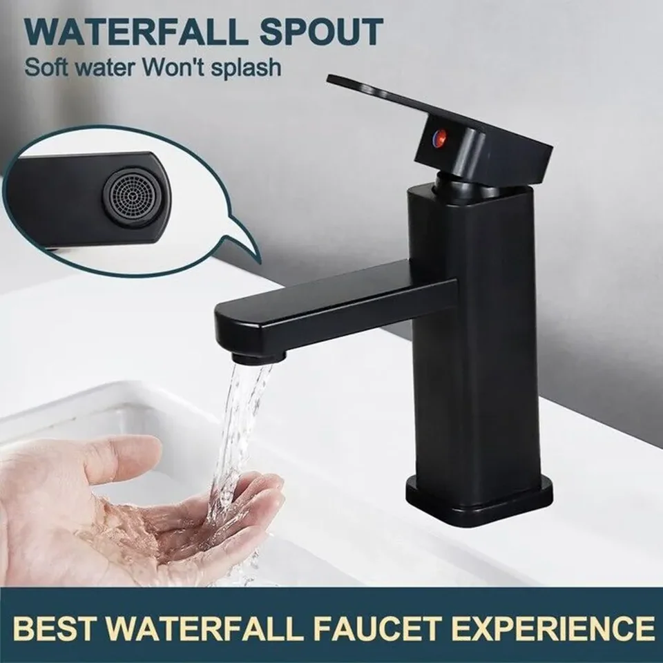 Kúpeľňa Faucet Hot and Cold Mixer Tap Duck namontovaná kúpeľňa Kúpeľňa Káča Čierna sprcha Room Counter Base Base Faucet