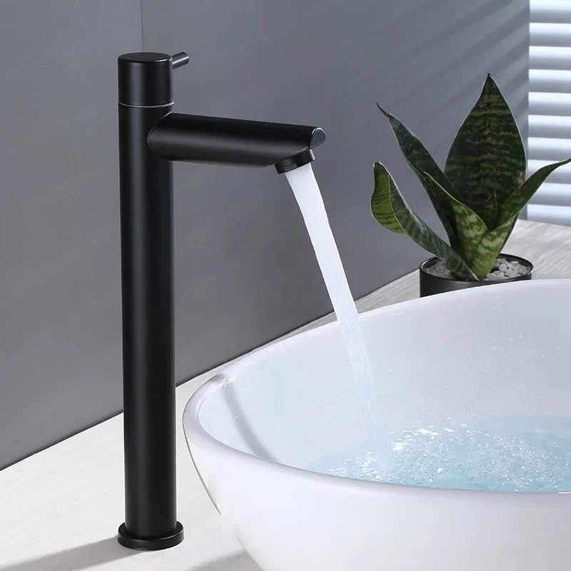 Kúpeľňa povodie Faucet Matte Black Modern Moderná 304 Nerezová oceľ Vodopád vysoký umývadlo Trus