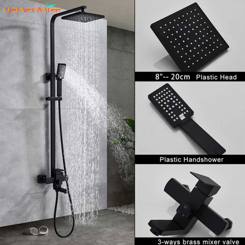 Kúpeľňa zrážky faucet matná čierna sprchova kúpeľ