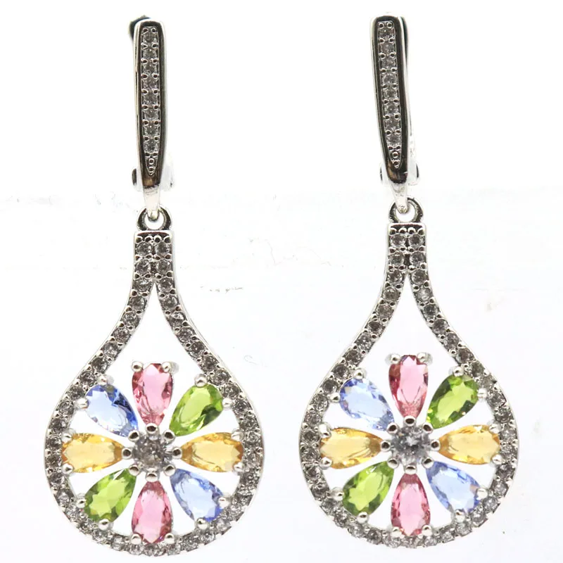 Kúpte si 3 Získajte 1 zadarmo 42x16mm Tourmaline Green Peridot Violet Tanzanit Citrine Kunzite White Cz Dámska angažovanosť strieborných náušníc