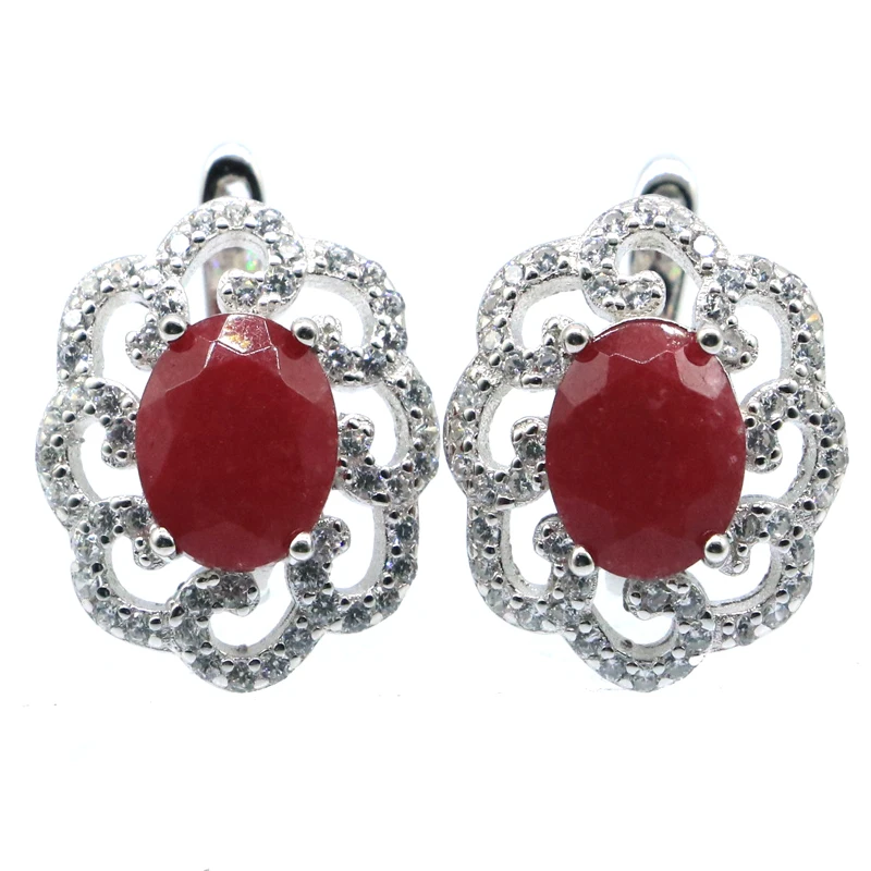 Kúpte si 5 Získajte 1 zadarmo 17x14 mm 4,5g Real Green Emerald Real Red Ruby Violet Tanzanit White Cz 925 Solid Sterling Silver Stud náušnice
