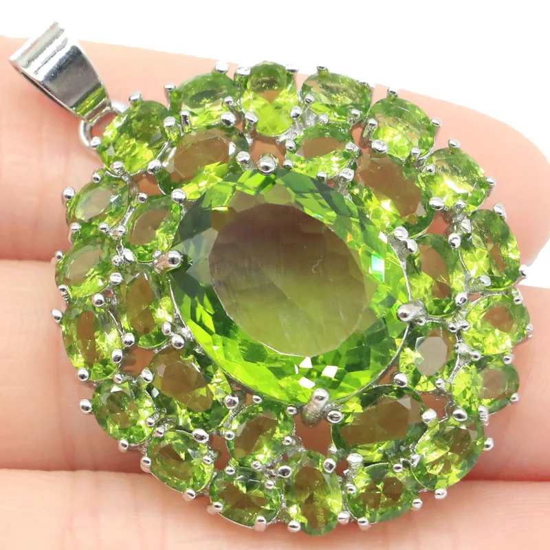 Kúpte si 6 Získajte 1 zadarmo 45x33 mm európsky dizajn 10G Big Gemstone Pink Kunzite Green Peridot Women Dating Strieda
