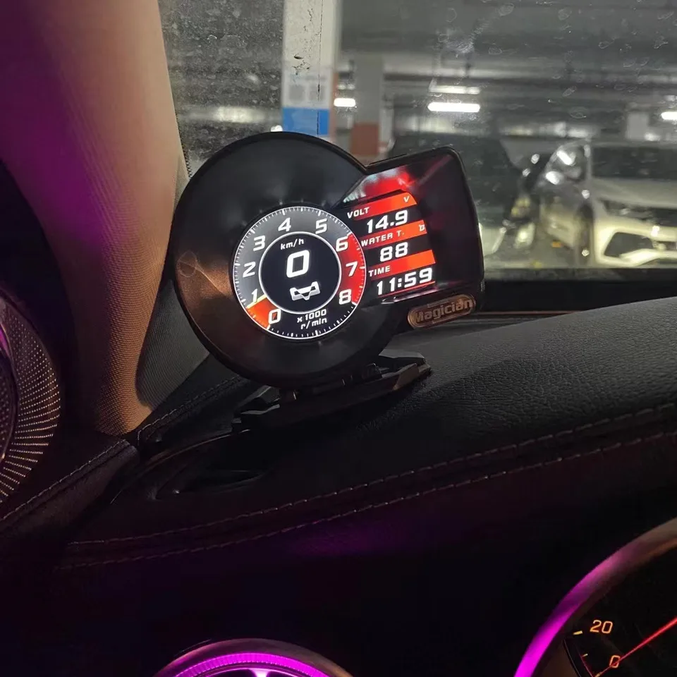 Kúzelný rozchod nový OBD2 F835 Temp oleja tlak na olej Turbo Boost RPM Rýchlosť napätia