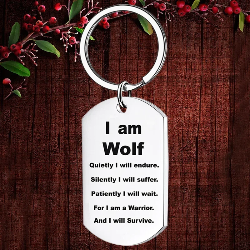 Kúzlo vlk Inšpiratívne kľúče prívesok Wolf Lover Dcéra syna narodeniny promócia darček Kľúčový reťazec zvierat vlk nadšenci darček