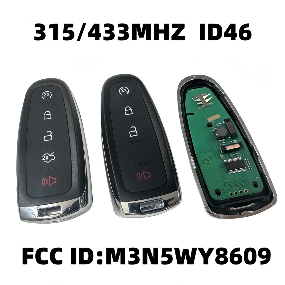 Kľúč autom 315/433 MHz ID46 PCF7953 M3N5WY8609 5 TLAČIDLO SMART DISPORE DREHA Kľúč pre Edge Escape Expedition C-Max Taurus FLOW